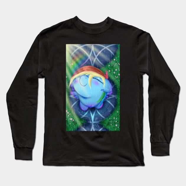 Rainbow Dash In The Rain Long Sleeve T-Shirt by Darksly